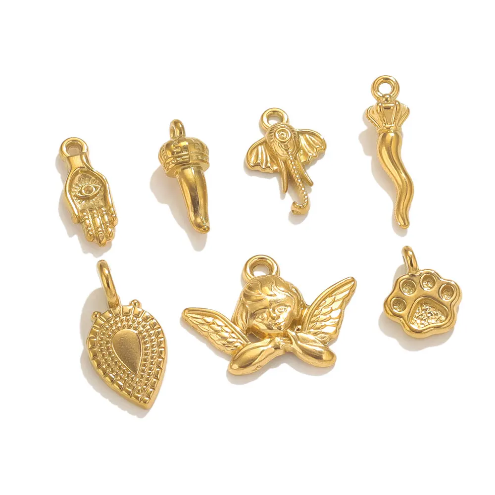 5pcs Gold Plated Stainless Steel Small Charms Pepper Angel Pendants DIY Necklace Bracelet Jewelry Making Supplies Findings Parts