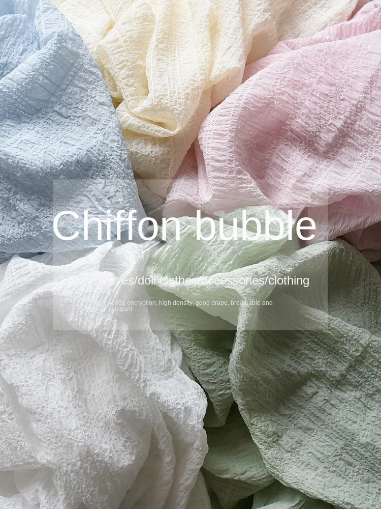 Elastic Bubbles Pleated Chiffon Fabric By The Meter for Sewing Clothing Curtain Dress Soft Comfortable Breathable Thin Summer