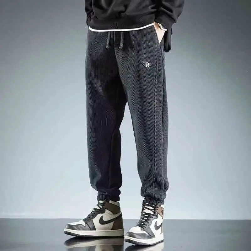Thickened Fleece Casual Pants Women's New Autumn Winter Corduroy Warm Women's Cuffed Sweatpants Straight Leg Natural Waist