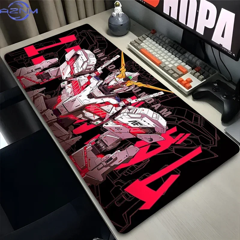 Black Base Red Outline Anime Mecha Graphic Mouse Pad, Rubber Non Slip Backing, Smooth Surface Gaming Desk Mat for Computer Deskt