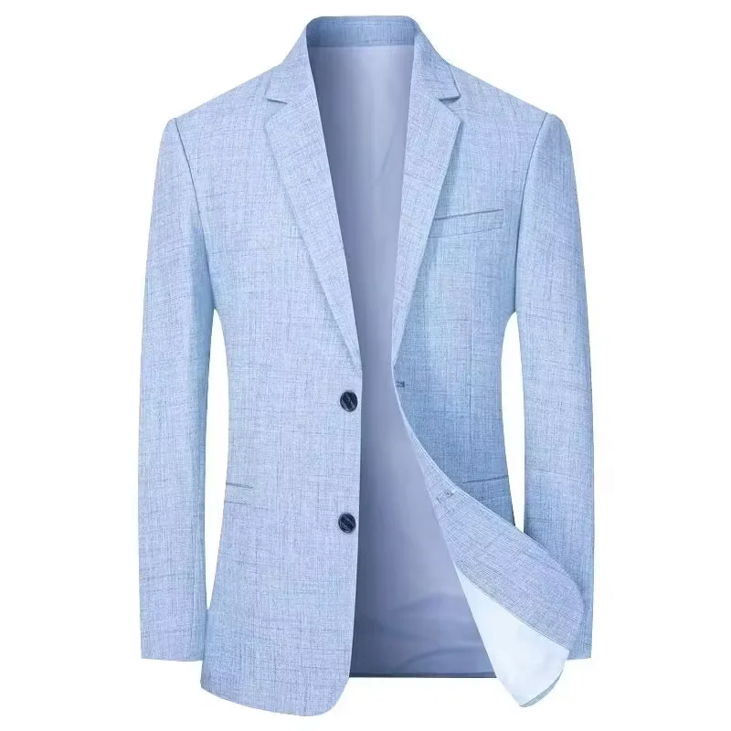 

"Premium Custom Slim Fit Men's Suit Blazer Beige & Blue Linen Jacket for Business Casual | Spring/ Lightweight Designer Coat