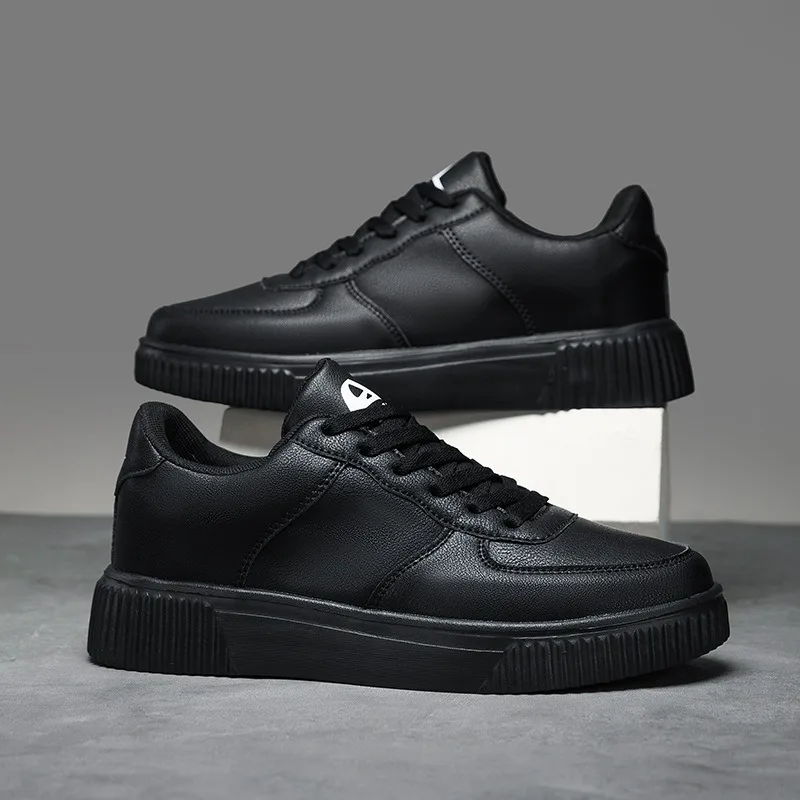 Men's Sneakers Leather Casual Shoes New Unisex Outdoor Flat Running Shoes Breathable Walking Shoe Lace-up White Men Shoes Tenis view 4