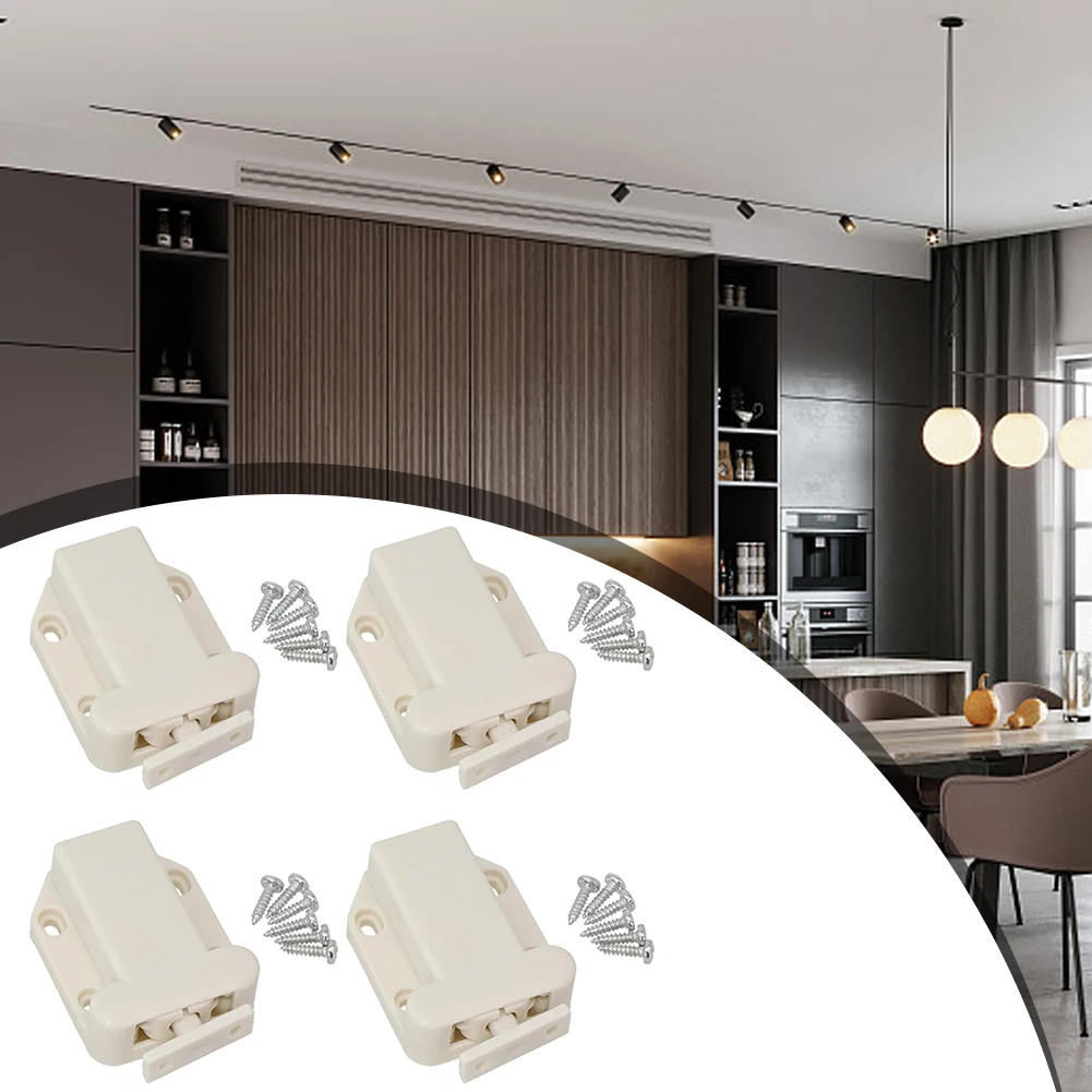 4PCS Touch Release Cabinet Latch for Drawers Push to Open Design for Easy Access in Kitchen and Bathroom Applications
