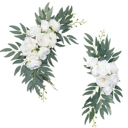 2 pièces, Guirlande de fleurs artificielles suspendues pour mariage, signe de bienvenue, décoration d'arrière-plan, arc de fête, fausses fleurs, affichage de fenêtre Floral