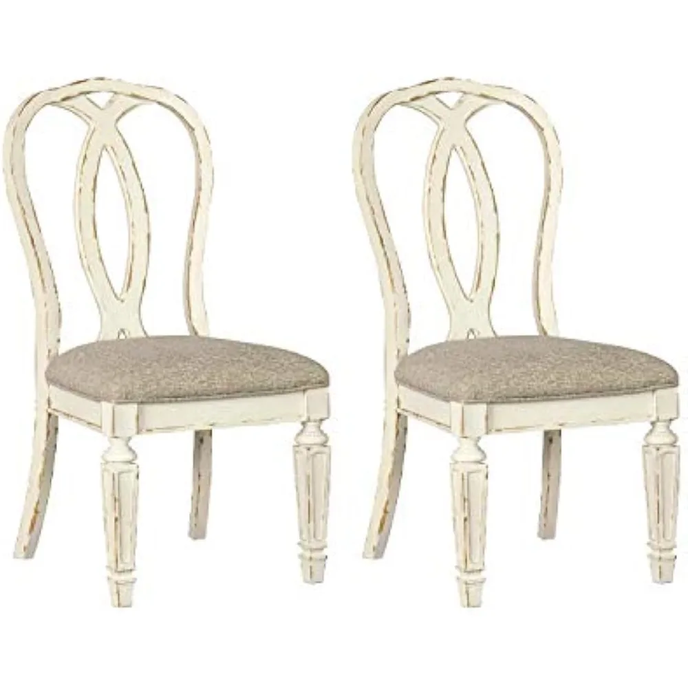 Realyn Dining Room Chair Set of 2, Chipped White, splat back