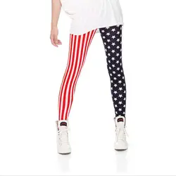 Hot New Spring Nine-point Pants Star Stripes Patchwork Printed Small Foot Pants Two-color Patchwork Skinny Leggings Woman