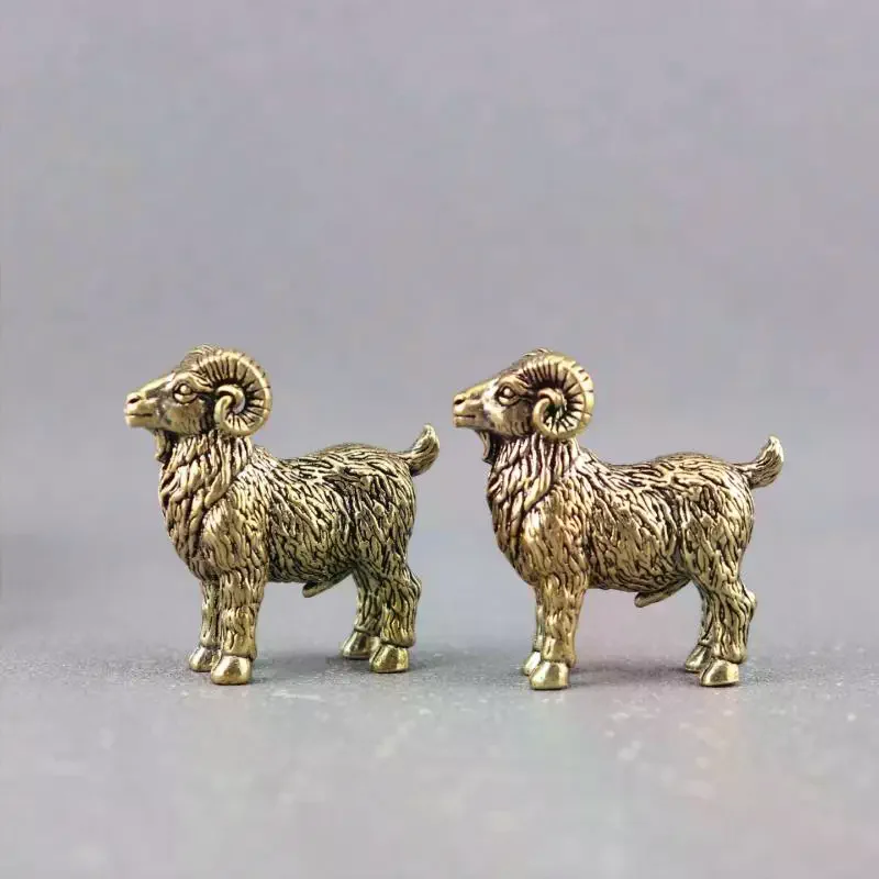 Animal Ram Retro Goat Miniature Figurine Brass Small Statue Desktop Ornament Vintage Home Decoration Craft Accessory Home Decor