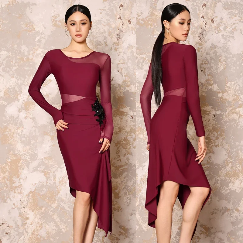 high-grade-long-sleeve-latin-dress-line-dance-clothing-female-dance-suit-waltz-dress-latin-dance-suit