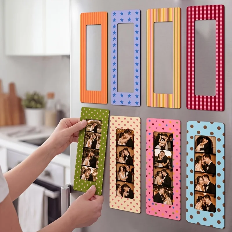 8-Piece Set of 2 X 6-Inch Modern Magnetic Photo Frames, Fridge Magnets (Three Styles To Choose From)