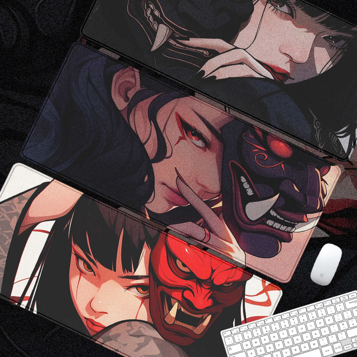 

Tattoo Ghost Face Girl Gaming Accessories XXL Office Gamer Keyboard Desk Mats Non-Slip Laptop Notebook rubber kawaii Mouse pad