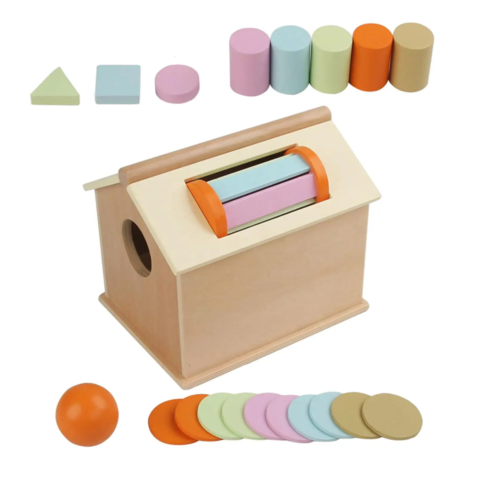 خشبية مونتيسوري الكرة عملة قطرة لعبة منزل للأطفال الرضع ، ألعاب تعليمية ، صندوق الدائم الكائن