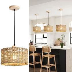 Popular Rattan Bamboo Chandelier Creative Farmhouse Wind Woven Chandelier Hotel Restaurant Bar Lighting
