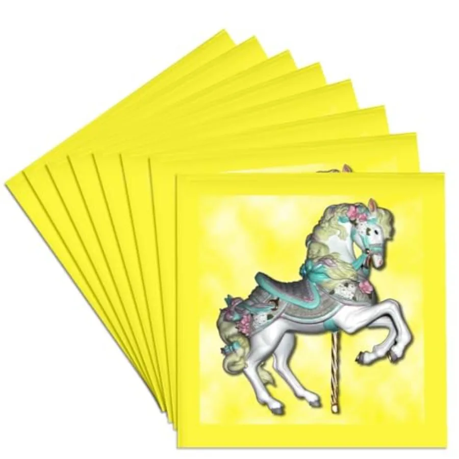 

CST_1187_4 Carousel Horse in Yellow Ceramic Tile Coasters Set of 8