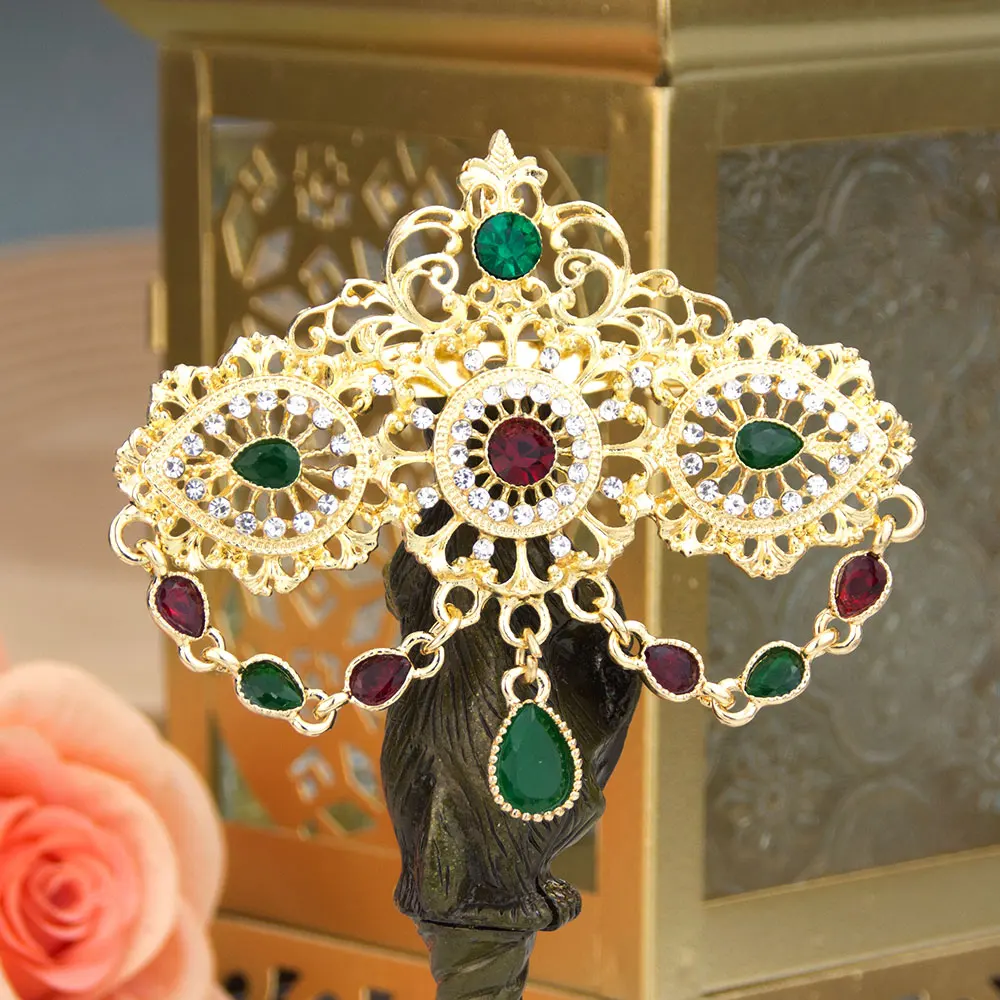Sunspicems Fashion Women Brooch Gold Color Morocco AlgeriaBridal Jewelry Caftan Brooch Festival Wedding Hijab Pins