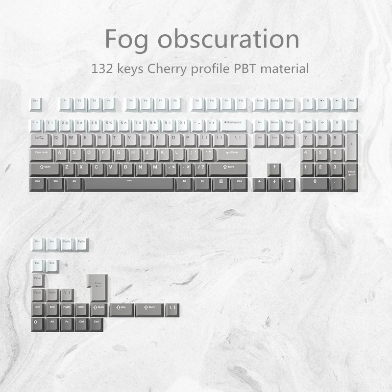132 Keys/set FL Color Gradient Keycaps PBT Double Shot Key Caps Cherry Profile Keycap For GH60 GK64 ANNE Varmilo Poker Keychron
