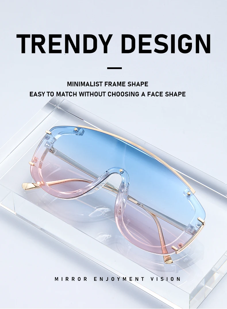 Neue Stil Metall Großen Rahmen Einteilige Farbe Sonnenbrille Personalisierte Moderne Mode Straße Fotografie Sonnenbrille Für Frauen 3092 – Detail 5