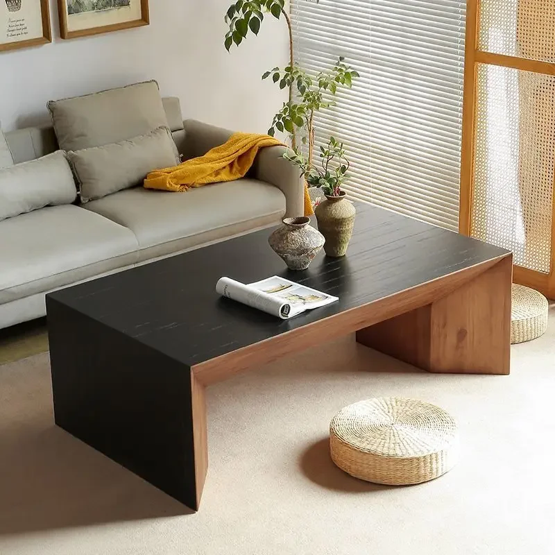 Solid wood sofa coffee table, premium wabi-sabi Italian coffee table