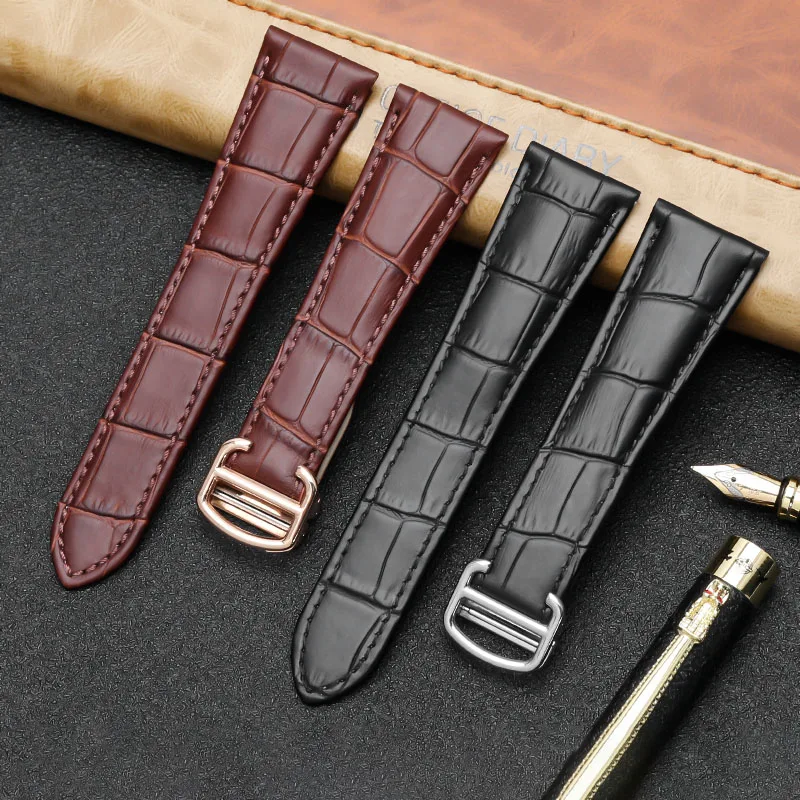 

16mm 17mm 18mm 20mm 22mm 23mm 24mm 25mm cowhide watchband for Cartier Tank London SOLO round male Man strap wristband Bracelet