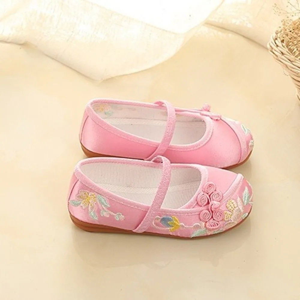 

Танцевальные туфли для девочек в китайском стиле, износостойкие, нескользящие, детские туфли-балетки в стиле Ханьфу, удобные, с мягкой подошвой