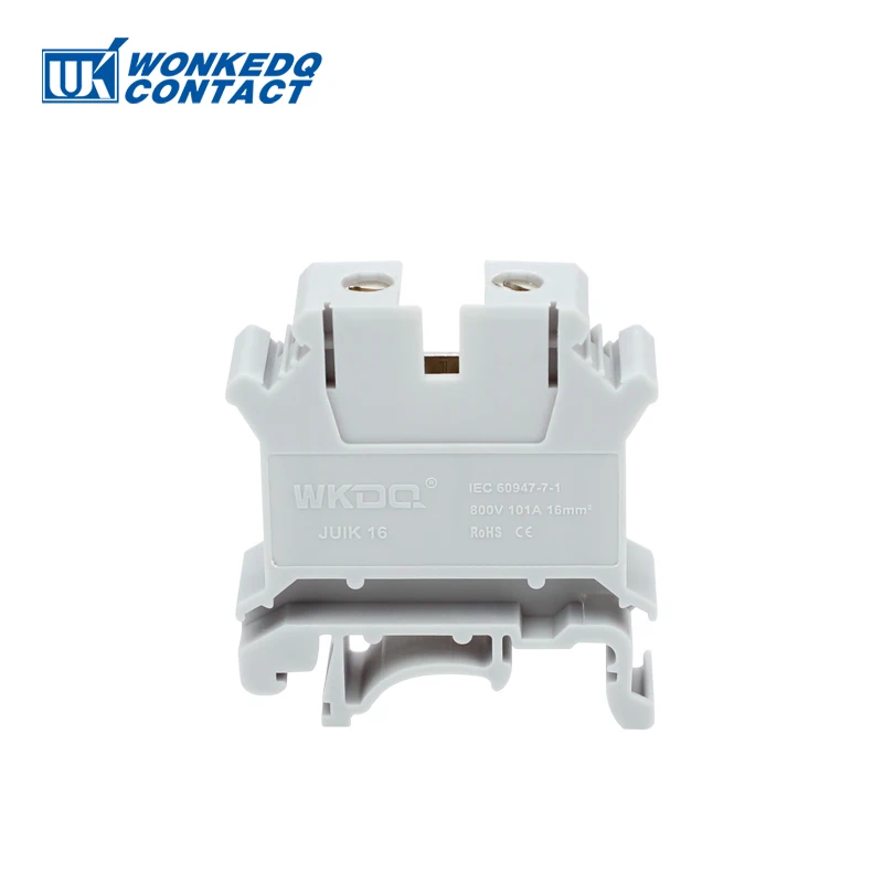 5Pcs UIK-16 DIN Rail Terminal Block Screw Installation, 16mm² Wire Electrical Connector, Universal Feed-through Strip Plug UIK16
