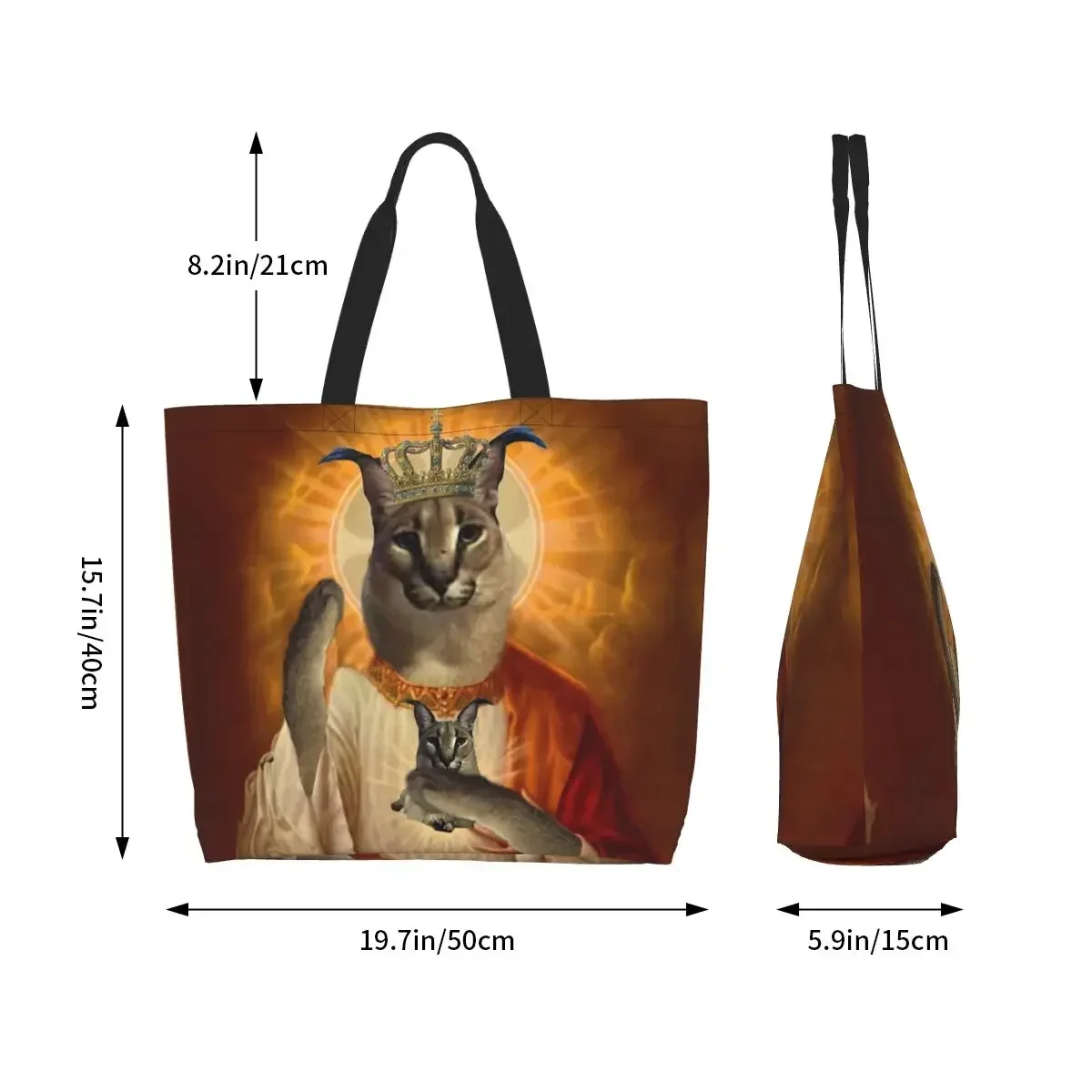 Saint Meme Big Floppa Grocery Tote Shopping Bags borse Shopper a tracolla in tela moda donna borse di grande capacità