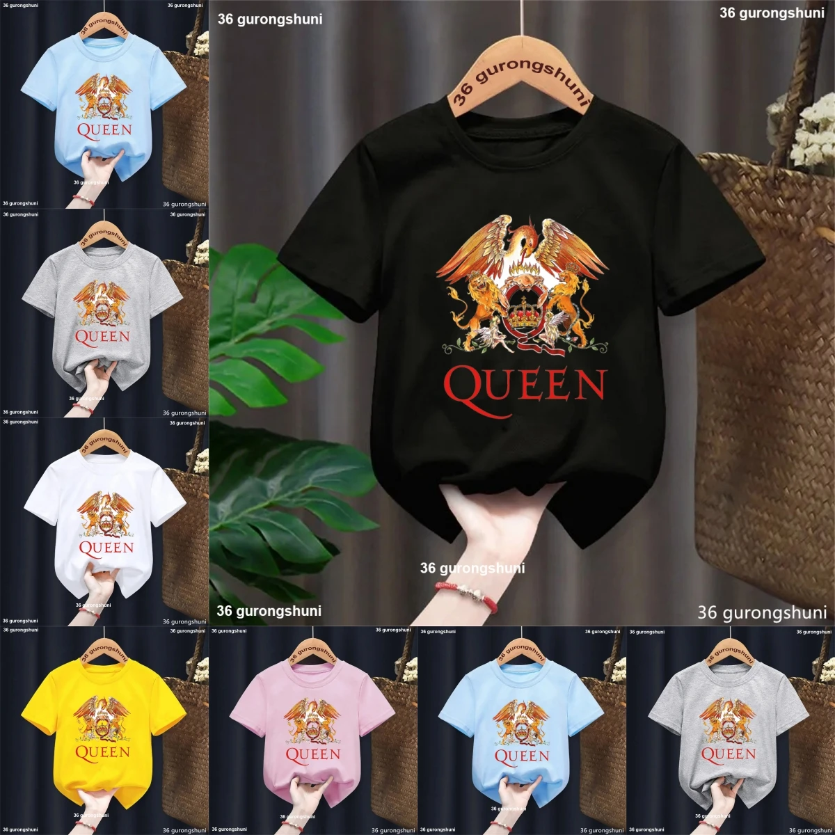 

New Freddie Mercury T Shirt Kids Clothes 2024 The Queen Band T-Shirt Hip Hop Retro Rock Hipster Tshirt Boys Girls Tees Tops