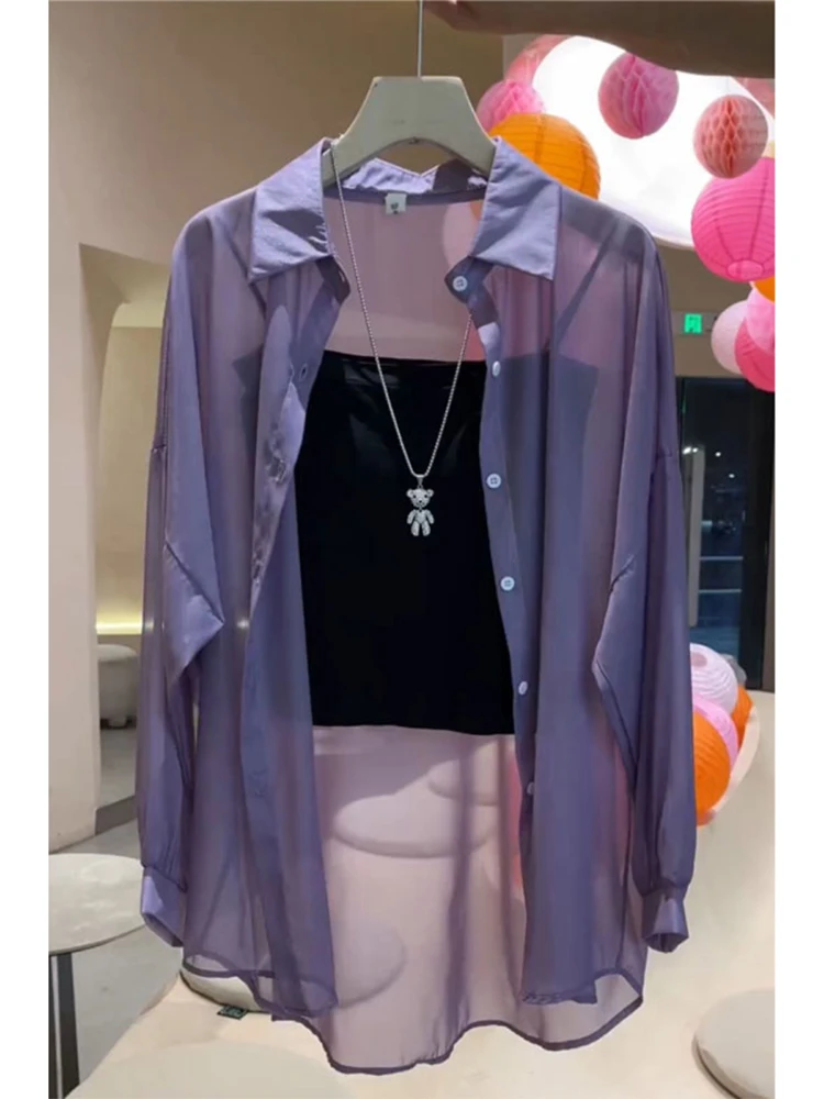 Women's Summer New Pearl Shiny Sun Protection Shirt UV Protection Chiffon Outerwear Cover up Thin Jacket Commute Style Loose Fit
