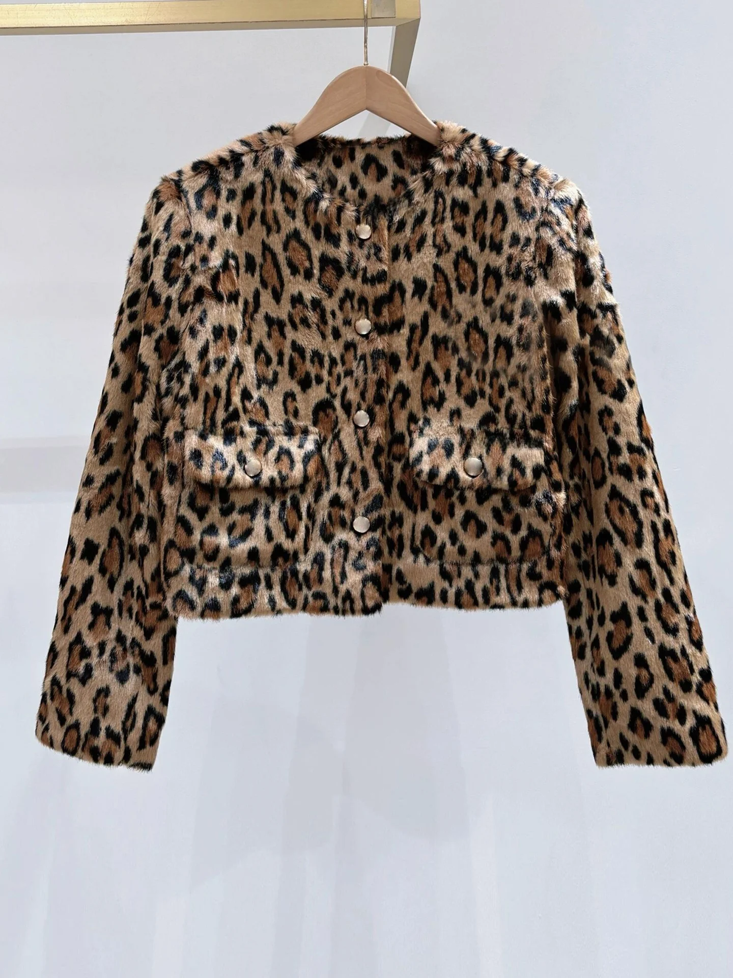 Faionable ريترو ليوبارد طباعة الفراء Jaet ort ملابس خارجية المرأة قسط الخريف الشتاء معطف M Home Nan You Commuter Sle S... #1