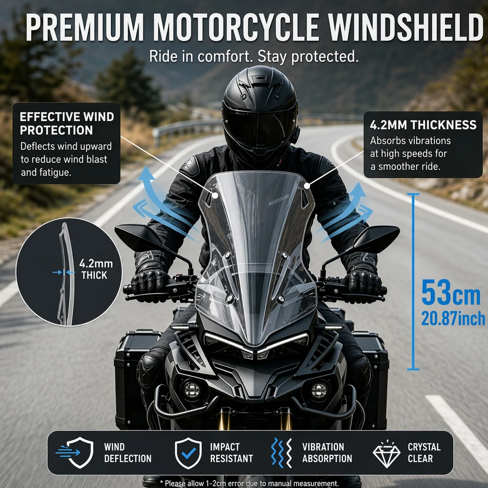 Passend für VOGE DS525X DS 525X DSX 525 625DSX Windschutzscheiben-Modifikation Erhöhter und verbreiterter Motorrad-Windschutzscheiben-Deflektor DS525X