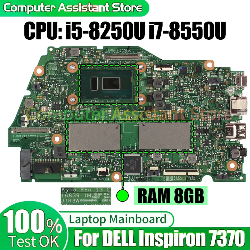 

For DELL Inspiron 7370 Laptop Mainboard 16839-1M 02CVR0 0C2G64 085H0R i5-8250U i7-8550U Notebook Motherboard