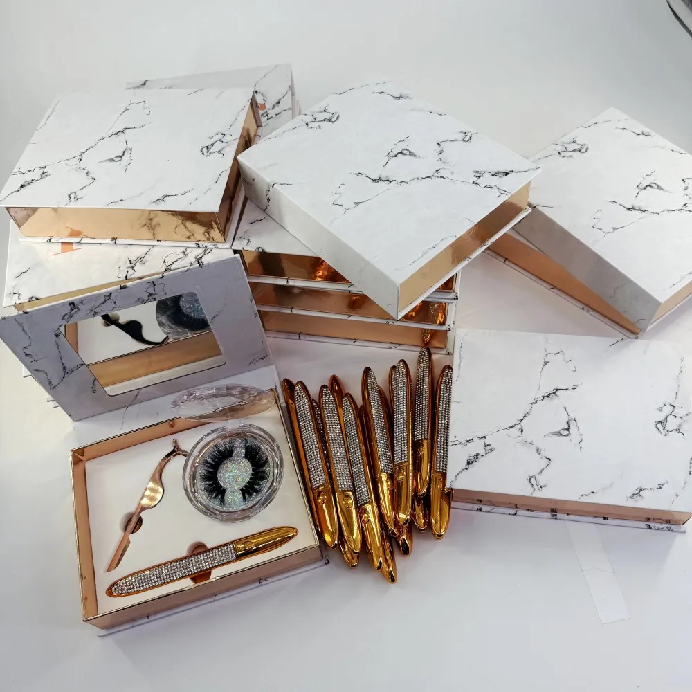 5 set wholesales price Mirror Magic Eyeliner Book with Mink Lash Applicators Dramatic Lashes Liquid Eye Liner Set