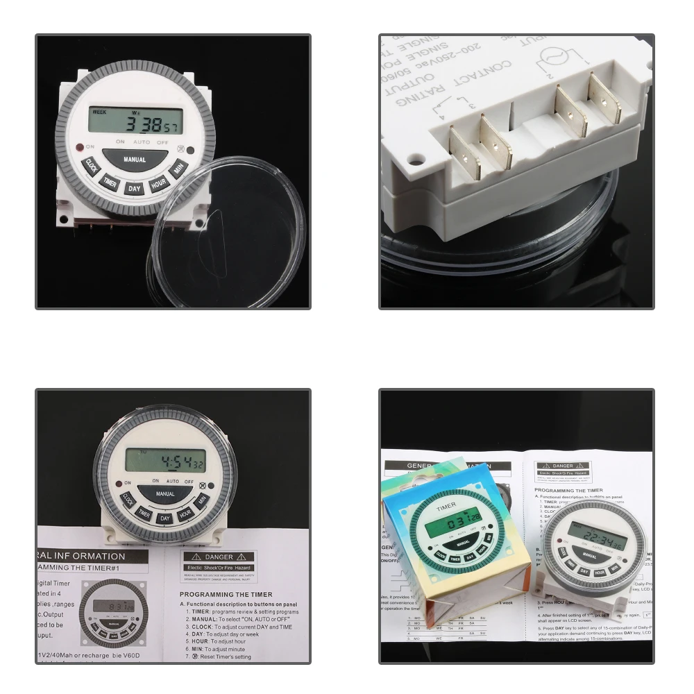 12VDC 24VDC 110VAC 220VAC 7 Days Weekly Programmable Digital Timer Lighting Switch CN304 LCD 16 ON/OFF Time Relay