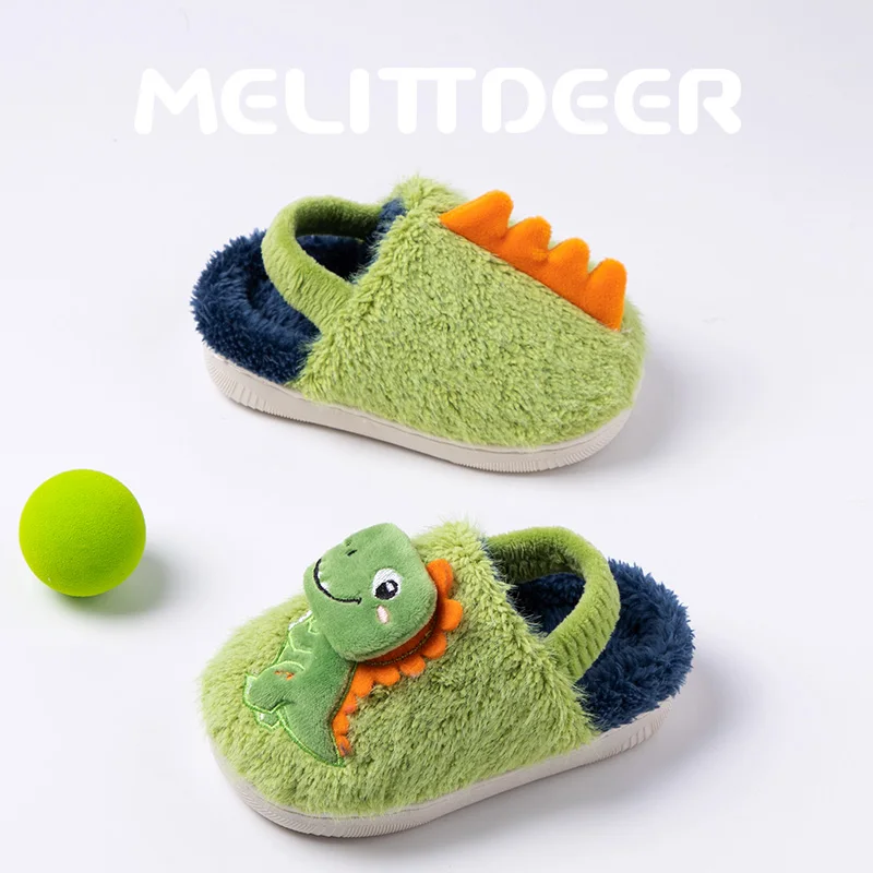 

MELITTDEER Children Cartoon Slippers, Autumn Slippers, Soft and Warm, Indoor Shoes for Boys, 2025 New arrival, Cartoon Dinosaur
