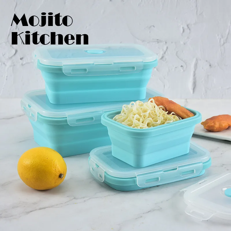 

Silicone Folding Lunch Box Food Storage Container Portable Child Bento Camping Outdoor Picnic Crisper es Seal Tableware