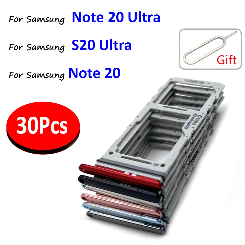 30Pcs，Replacement For Samsung S20 Note 20 Ultra SIM Card Tray Chip Slot Drawer Holder Adapter Socket Dual SIM