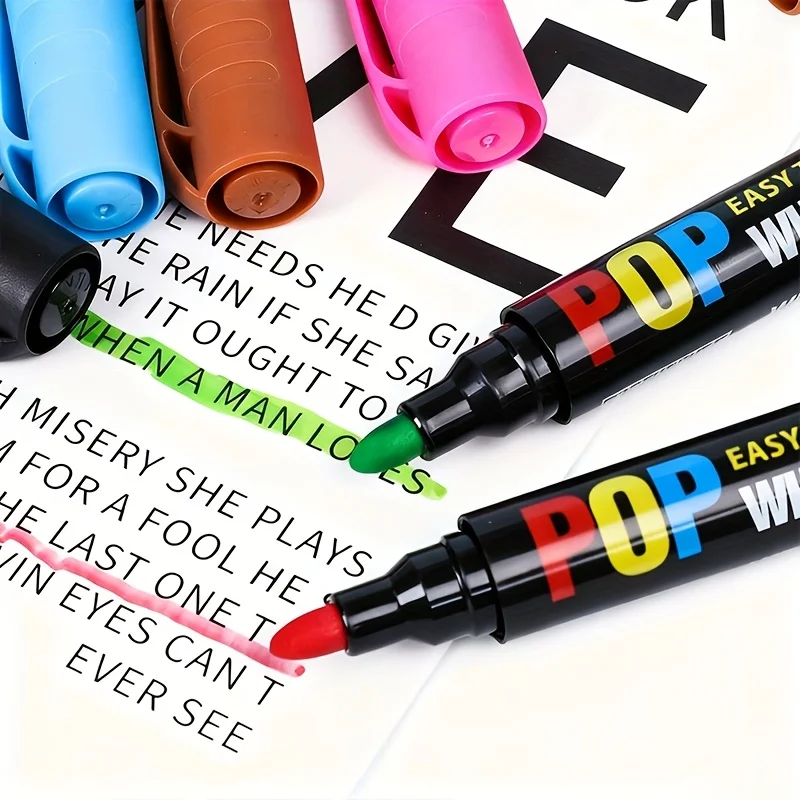 1/2 Set of 8 Easy-To-Erase, Washable Whiteboard Markers, Easy to Erase and Write Smoothly, Refillable Whiteboard Pens in 8 Colors for Teacher Office Teaching Use