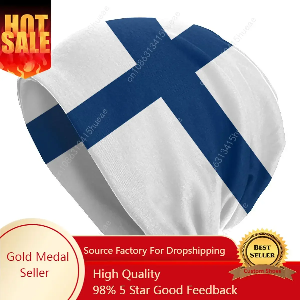 

Custom Flag Of Finland Slouchy Beanie Hat Women Men Hippie Knitted Skullies Beanies Caps for Winter Ski