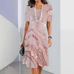 Vestido con estampado de flores para mujer, ropa de playa de manga corta, ropa de calle, falda de gran tamaño, verano, 2024