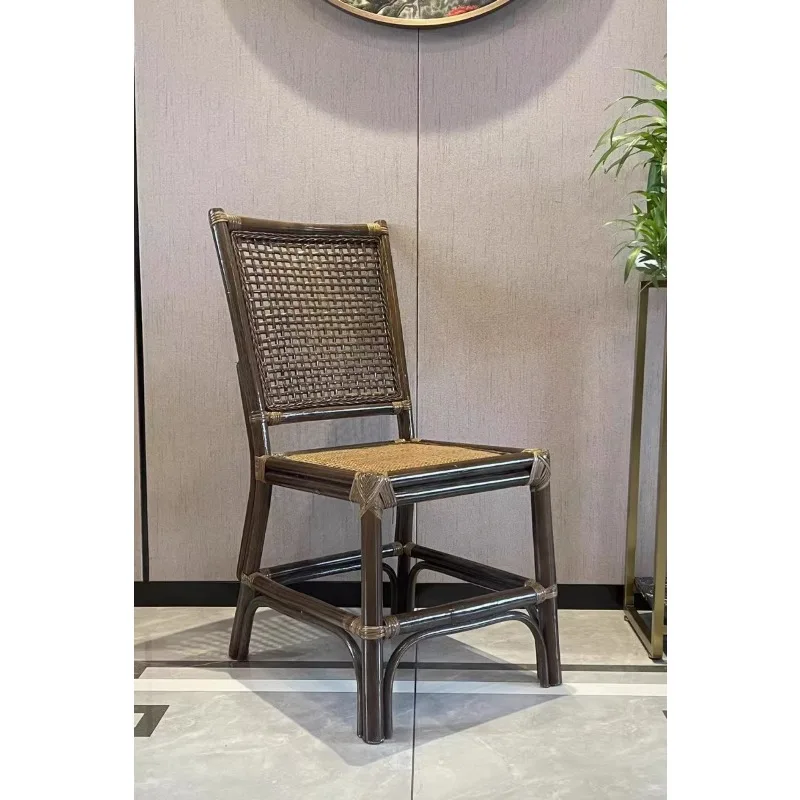 Natural Indonesian rattan hand-woven rattan dining chair hotel barbecue shop chair suitable for bedrooms and living rooms