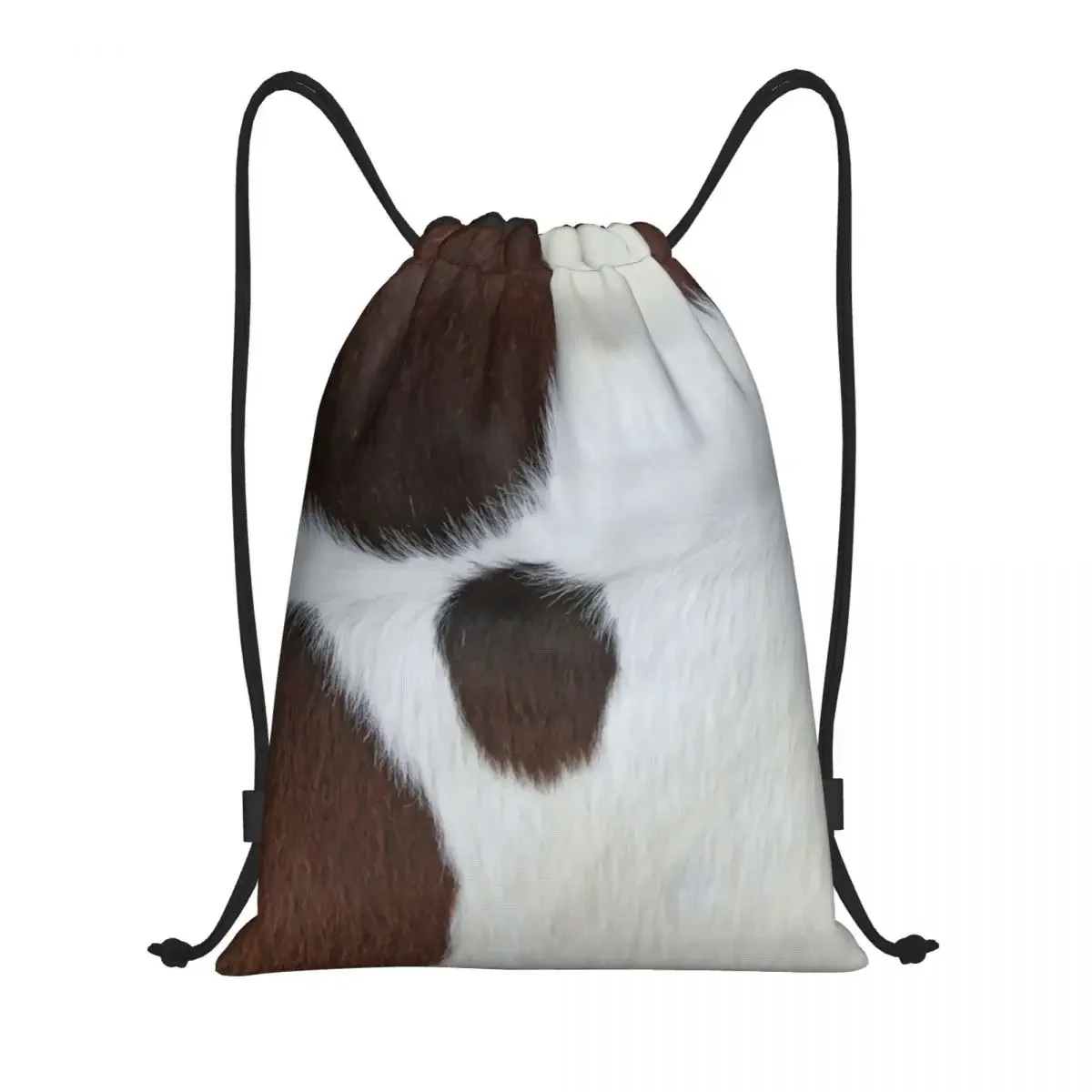 Farmhouse Cow Browm Skin Pattern Print Drawstring Backpack Bags Lightweight Cow Cowhide Gym Sports Sackpack Sacks for Yoga