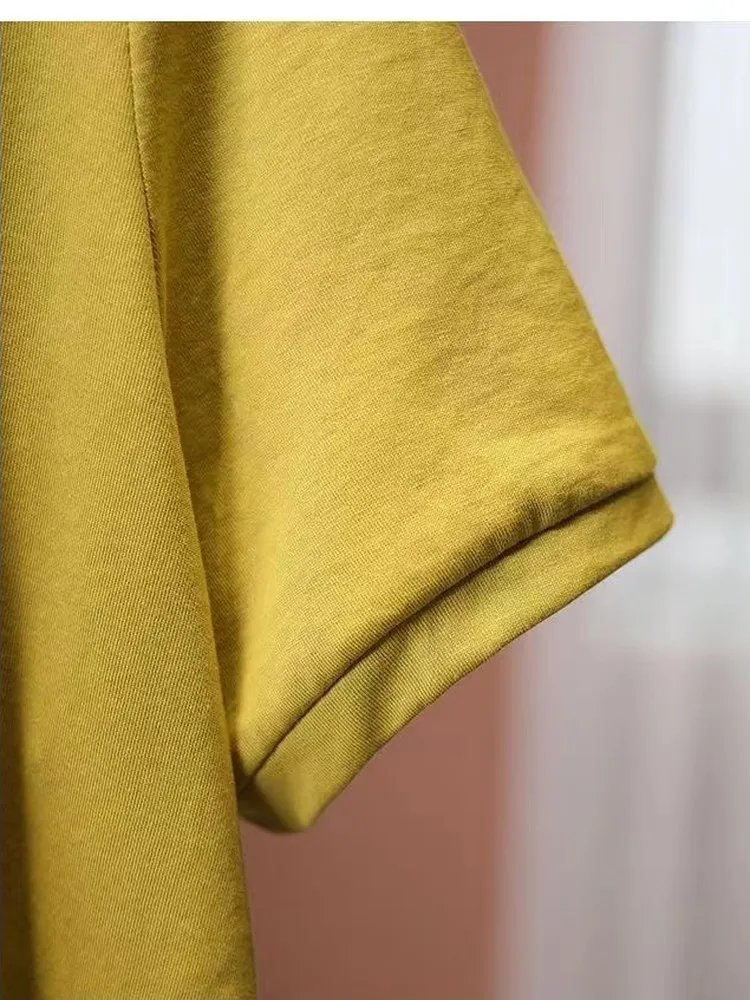 Grande taille décontracté femmes T-irt ort Sve sweat à capuche été ample minceur polyvalent haut à la mode coréen Sle trajet Faion