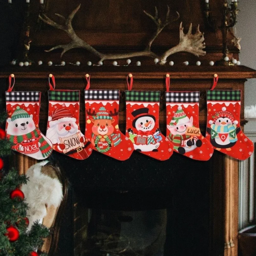 

Gift Bags Cloth Christmas Stockings Large Capacity Multicolor Christmas Decorations Bag Durable DIY Xmas Gifts Bag Party Gifts