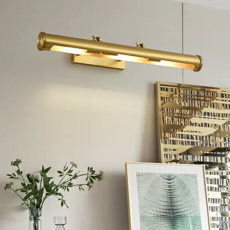 Modern Full Copper Mirror Headlight Wall Lamp for Bathroom Vanity Living Room Hallway Bedroom Decor Lighting Fixture Vintage