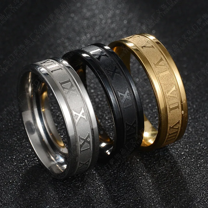 Classic Fashion Stainless Steel Roman Digital Men Women Ring Cool Punk High Quality Waterproof Jewelry for Party Gifts