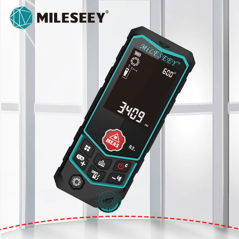 MILESEEY Laser Tape Measure R2 R2B Multi-function Laser Rangefinder with Built-in Wheel for Curved Measure, with Voice Announce