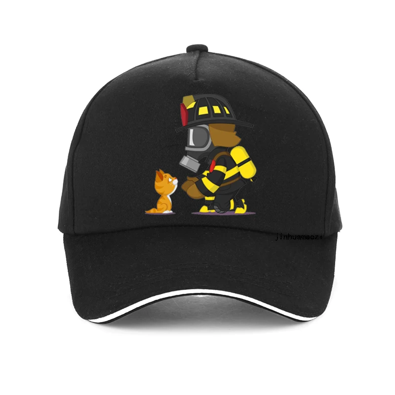 

Rescues Kitten Men's hat fashion Men Firefighter Hero Fight Fire Printing Baseball Cap Summer cool Adjustable golf hats