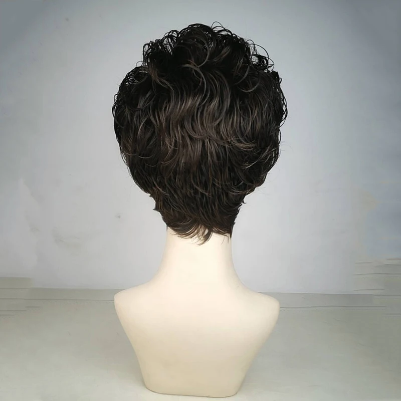 Hairjoy-peruca sintética encaracolada curta para senhoras, cabelo fofo, resistente ao calor, adequado para festas e uso diário