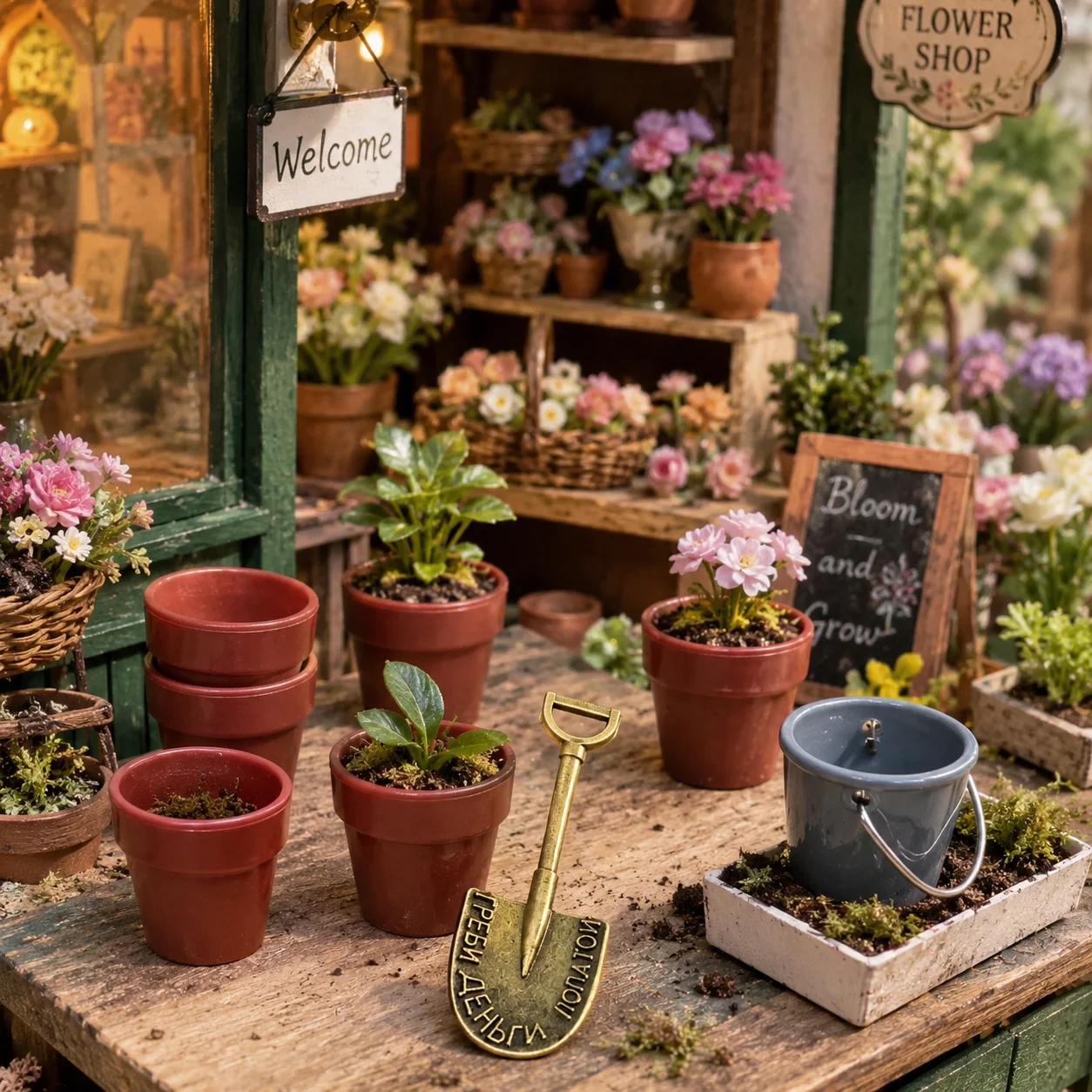 7 pcs /1 Set Miniature Small Flower Pots Set, Decorative Accessories for Children's Houses, Courtyards and Balconies