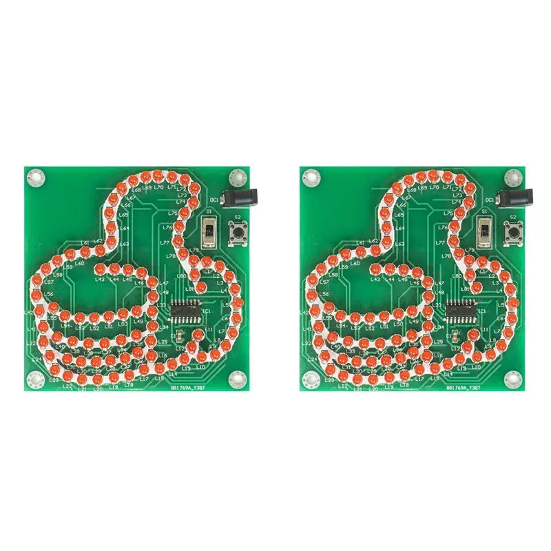 2X DIY Thumb Light LED Electronic Kit 81 LED Flashing MCU STC8G1K08 Controllable PCB Soldering Practice Kit With Cord
