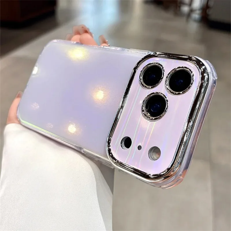 Glitter Laser Aurora Lens Candy Color Glossy Phone Case For iPhone 18 16 17 Pro Max 15 14 plus 13 Camera Protection Back Cover view 3